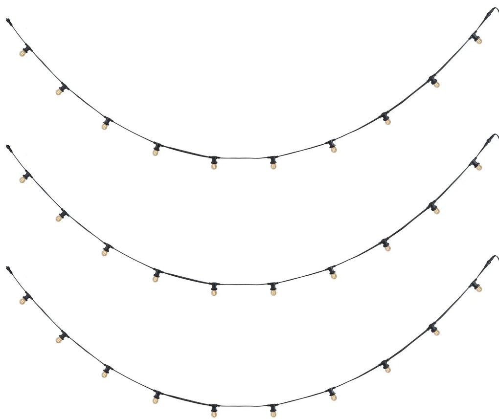 Iluminação de festão preta conectável com ficha 18m Incl. E27 P45 30-Luzes IP44 - Lubber