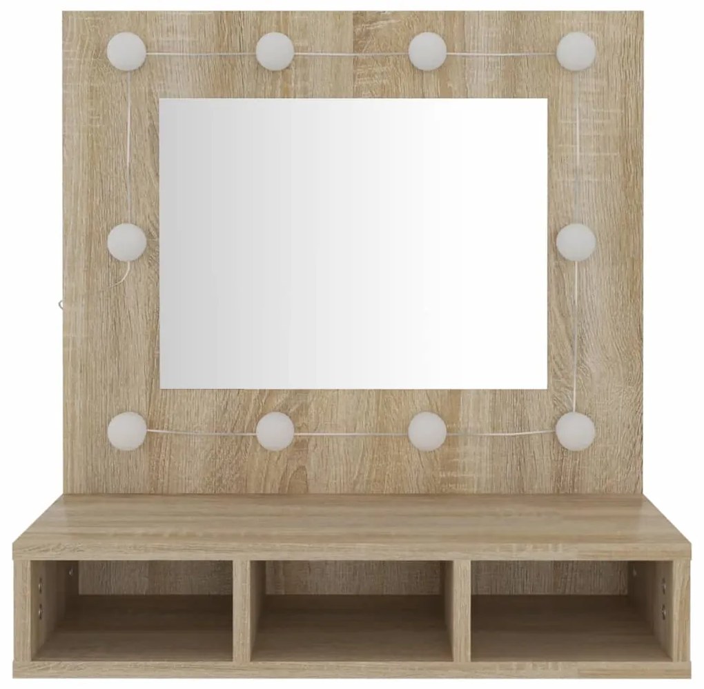 Armário espelhado com LED 60x31,5x62 cm carvalho sonoma