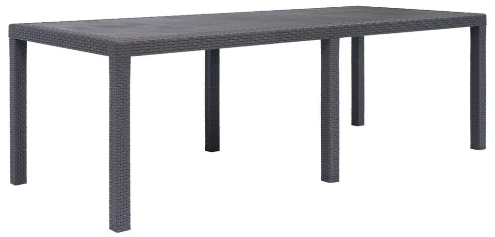 Mesa de jardim 220x90x72cm plástico castanho com aspeto de vime