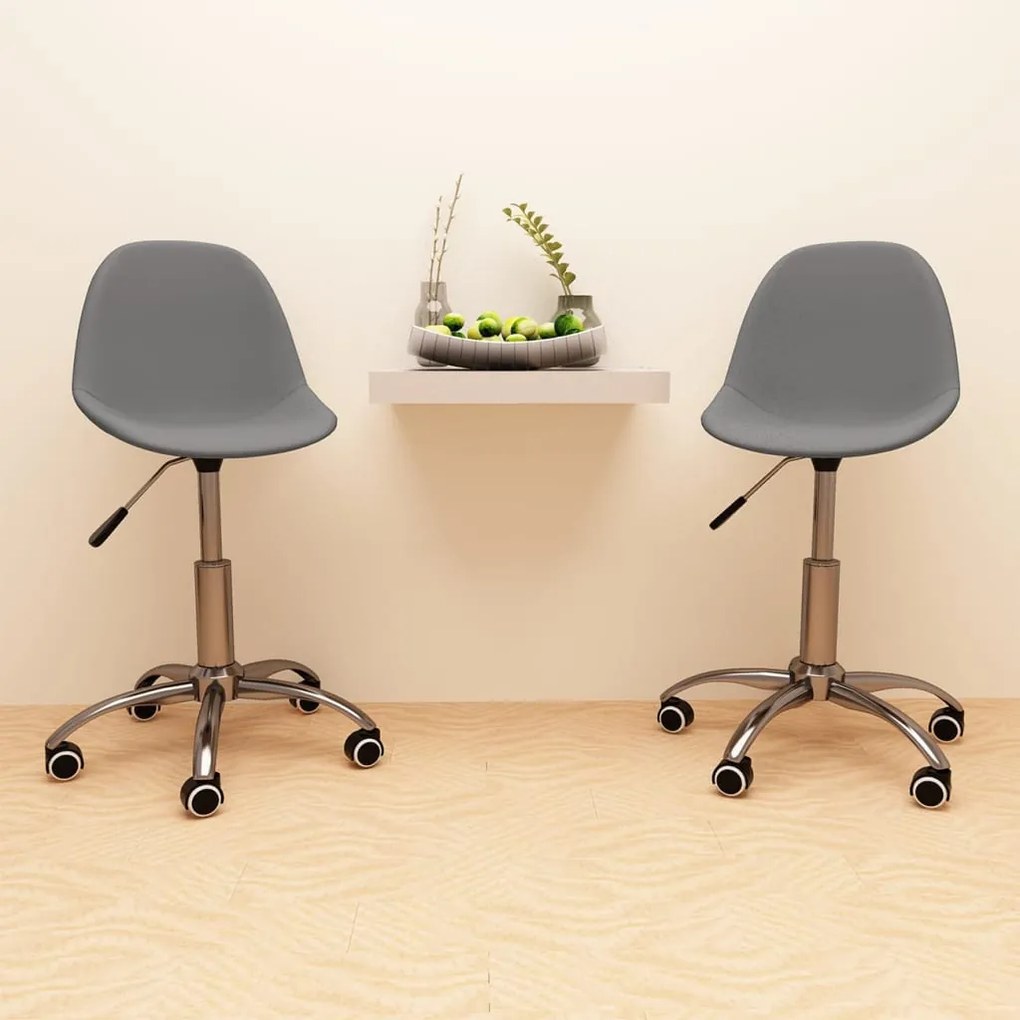 vidaXL Cadeiras de jantar giratórias 2 pcs tecido cinzento-claro