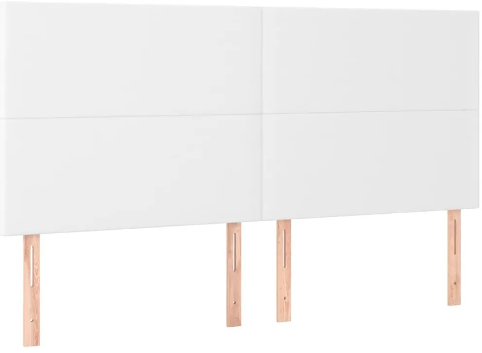 Cama com molas/colchão 200x200 cm couro artificial branco
