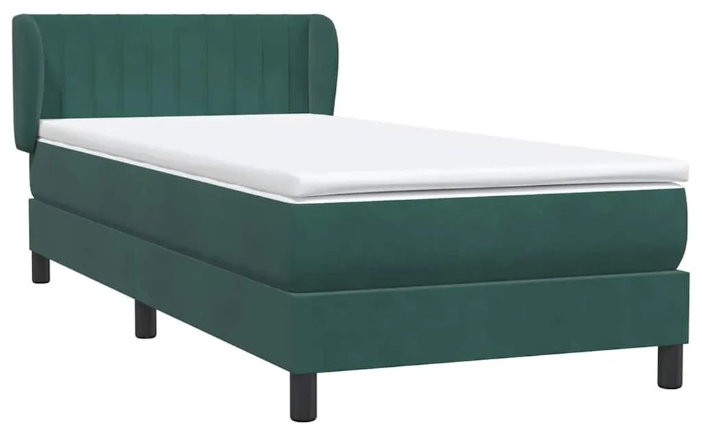 Cama com molas/colchão verde-escuro 80x210 cm veludo