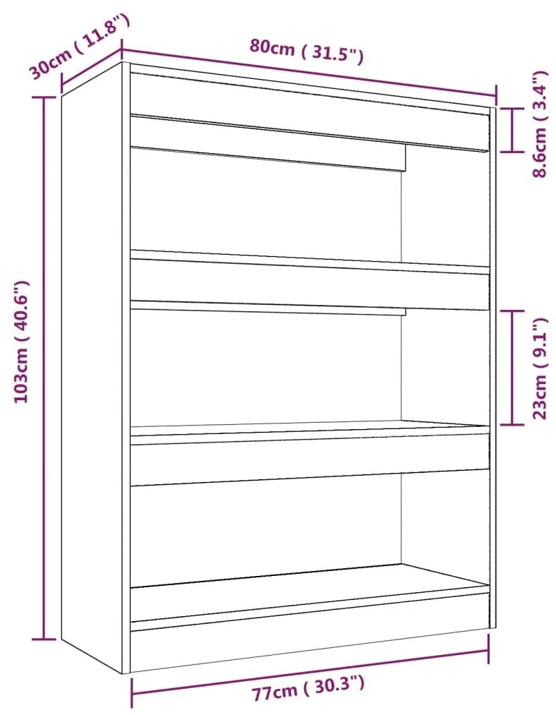 Estante/divisória madeira processada 80x30x103 cm cinza cimento