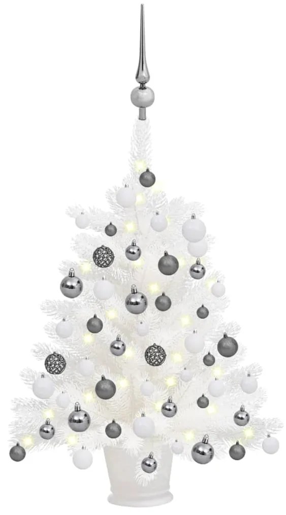 vidaXL Árvore Natal artificial pré-iluminada c/ bolas branco