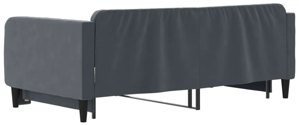 Sofá-cama com gavetão 90x190 cm veludo cinzento-escuro