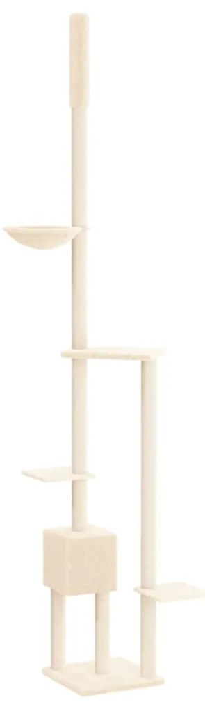 Árvore p/ gatos altura ajustável chão-teto 258,5-284,5 cm creme