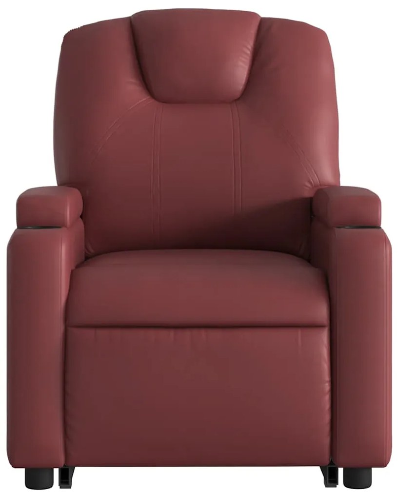 Poltrona reclin. elevatória elétrica couro artif vermelho-tinto
