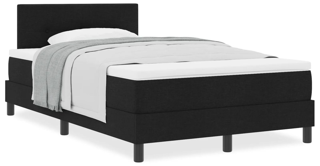 Cama Box Spring com Colchão Preta 120x200 cm Tecido