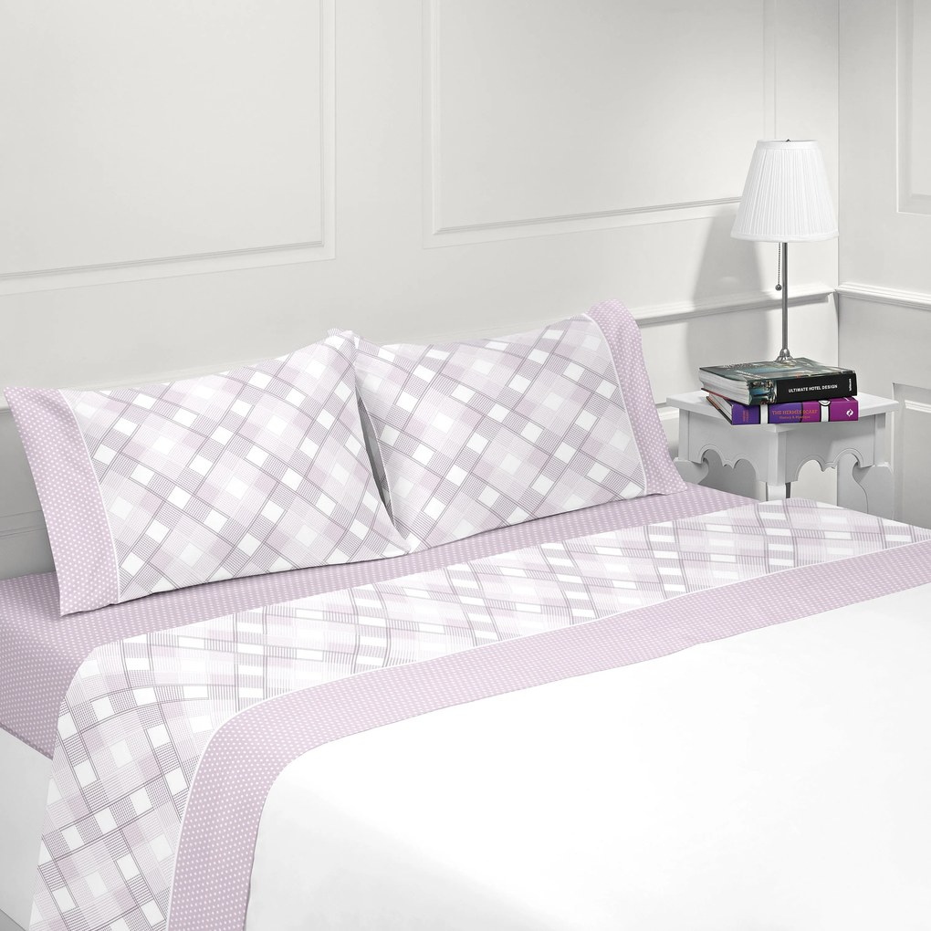 Jogo de lençóis 100% algodão - TEJO da Casa&Algodão: Cama 150cm - 1 lençol ajustable 150x200+30 cm + 1 lençol superior 240x300 cm + 2  fronhas 50x70 cm