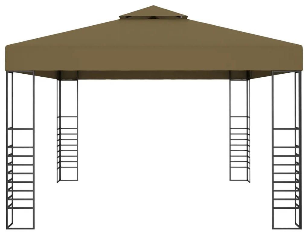 Gazebo com cordões de luzes LED 3x4 m cinza-acastanhado