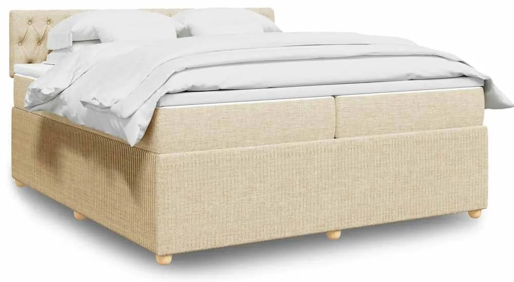 vidaXL Cama com molas/colchão 200x200 cm tecido cor creme