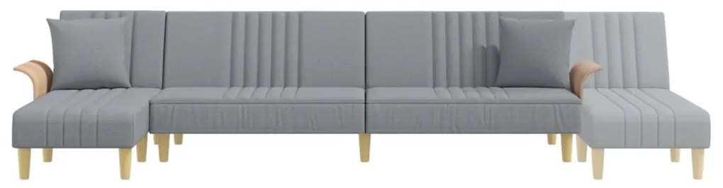 Sofá-cama em forma de L 279x140x70 cm tecido cinzento-claro