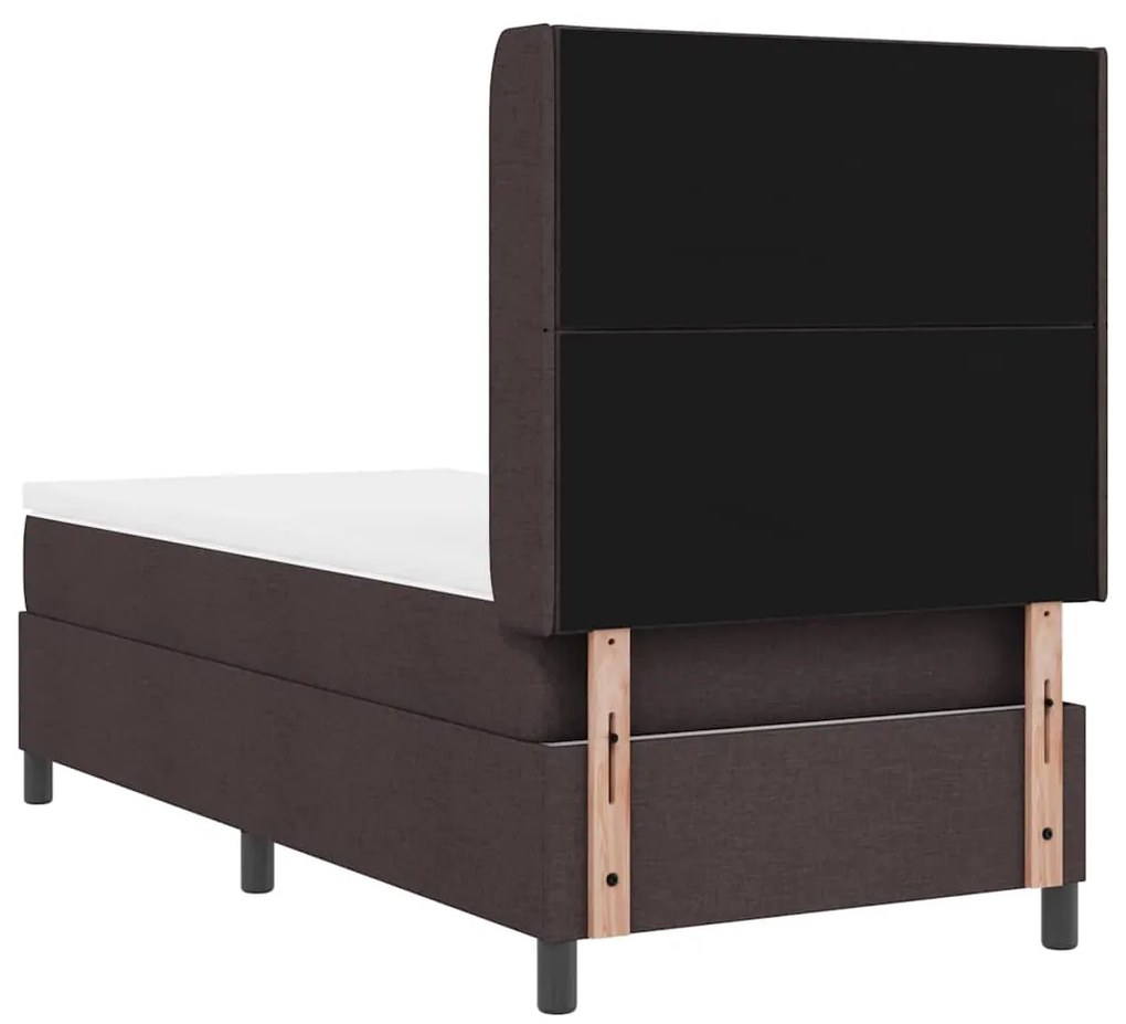 Cama box com colchão marrom escuro 90x200 cm em tecido