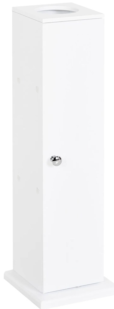 HOMCOM Armário de Casa de Banho Estreito com Orifício para Papel Higiénico e Prateleiras Estilo Moderno 19,5x19,5x65 cm Branco | Aosom Portugal