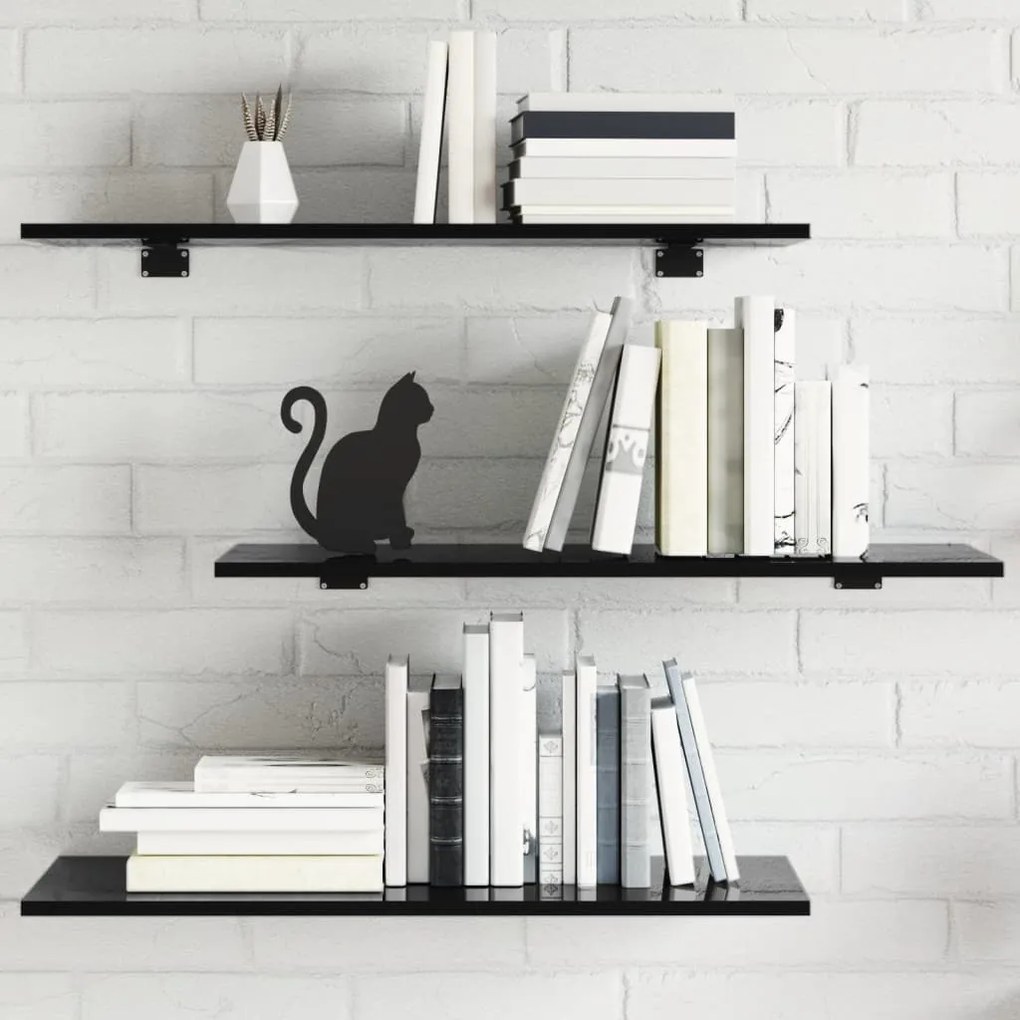 vidaXL Prateleiras estante 8pcs 80x30x1,5cm contrapl. preto brilhante