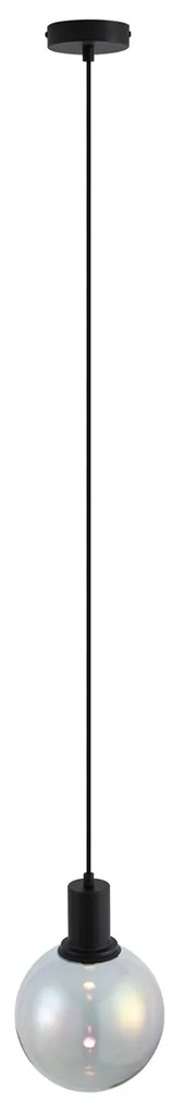 Candeeiro suspenso de design preto com vidro arco-íris 20cm - Mallon