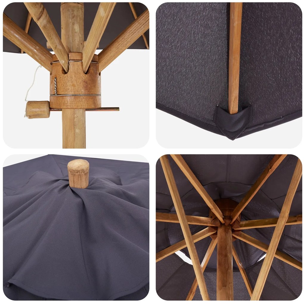 Parasol de Jardim Cinza Escuro 180x230 cm Bambu
