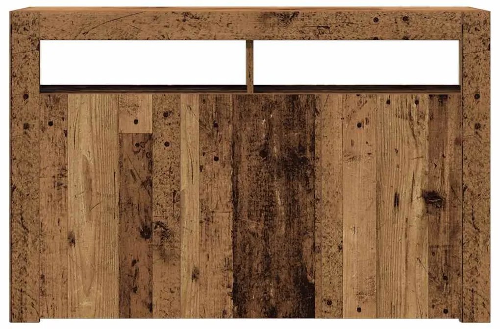 Aparador luzes LED 115,5x30x75 cm deriv. madeira madeira velha