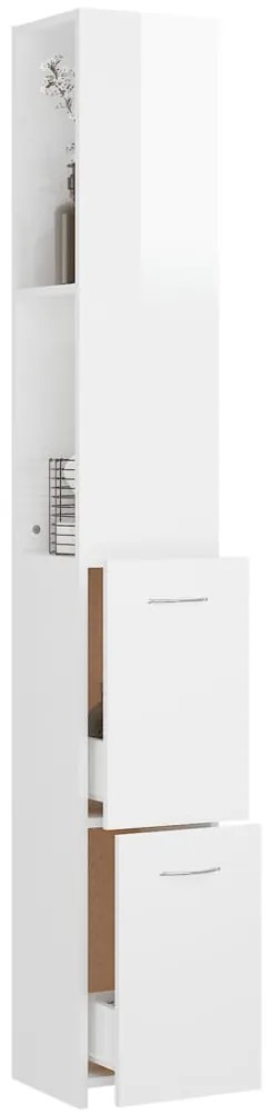 Armário WC 25x26,5x170 cm derivados de madeira branco brilhante