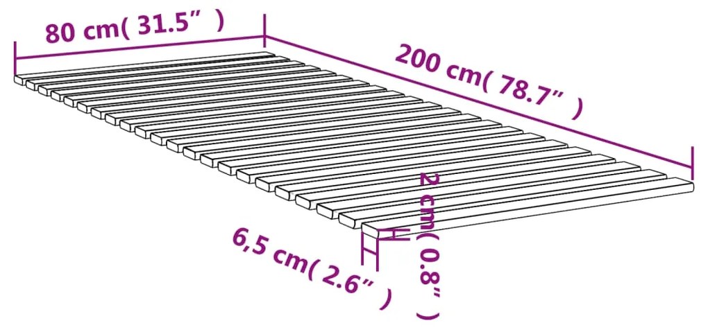 Ripas para estrado de cama 80x200 cm madeira de pinho maciça