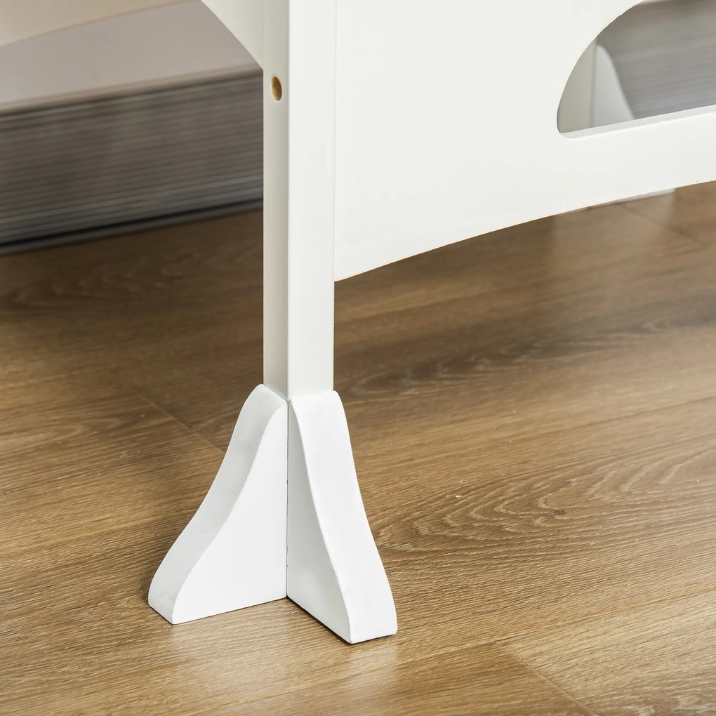 HOMCOM Torre de Aprendizagem para Crianças 3-6 anos de Madeira Torre de Aprendizagem Infantil Dobrável com Ardósia e Barra de Segurança para Casa de Banho Cozinha 56,5x56,5x94cm Branco