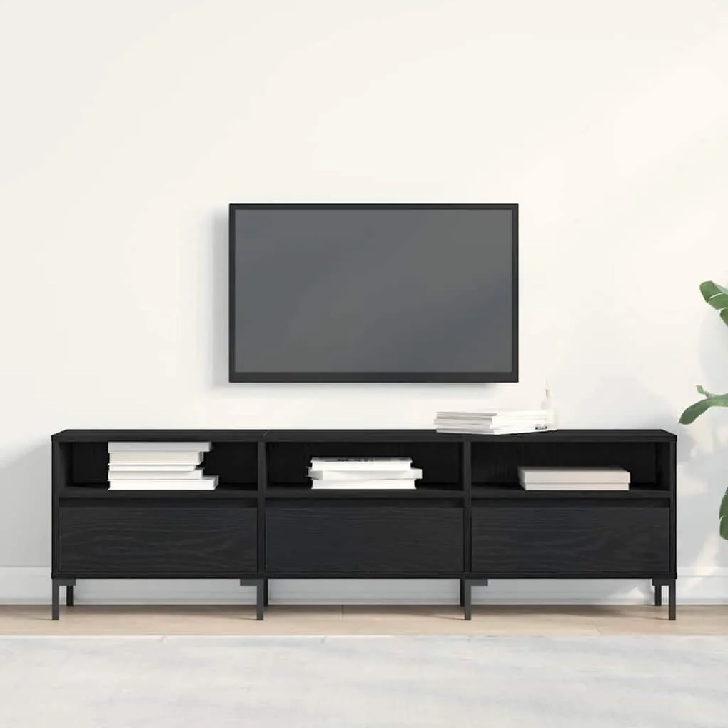 Estante para TV vidaXL Madeira Negra 150x30x44,5 cm Madeira Revestida