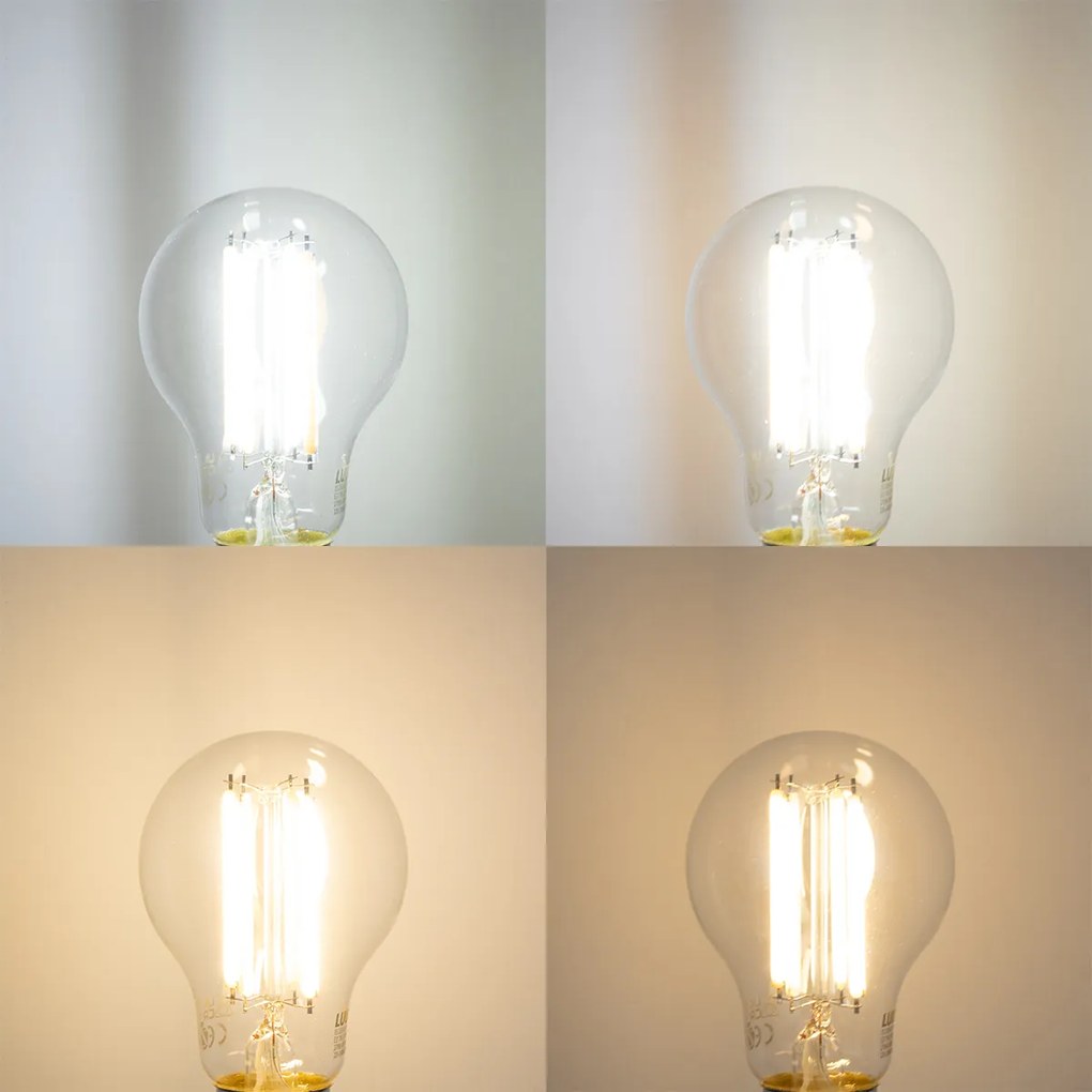 Conjunto de 3 lâmpadas LED E27 inteligentes reguláveis A60 7W 806LM 2700-6500K incl. Zigbee Smart Hub