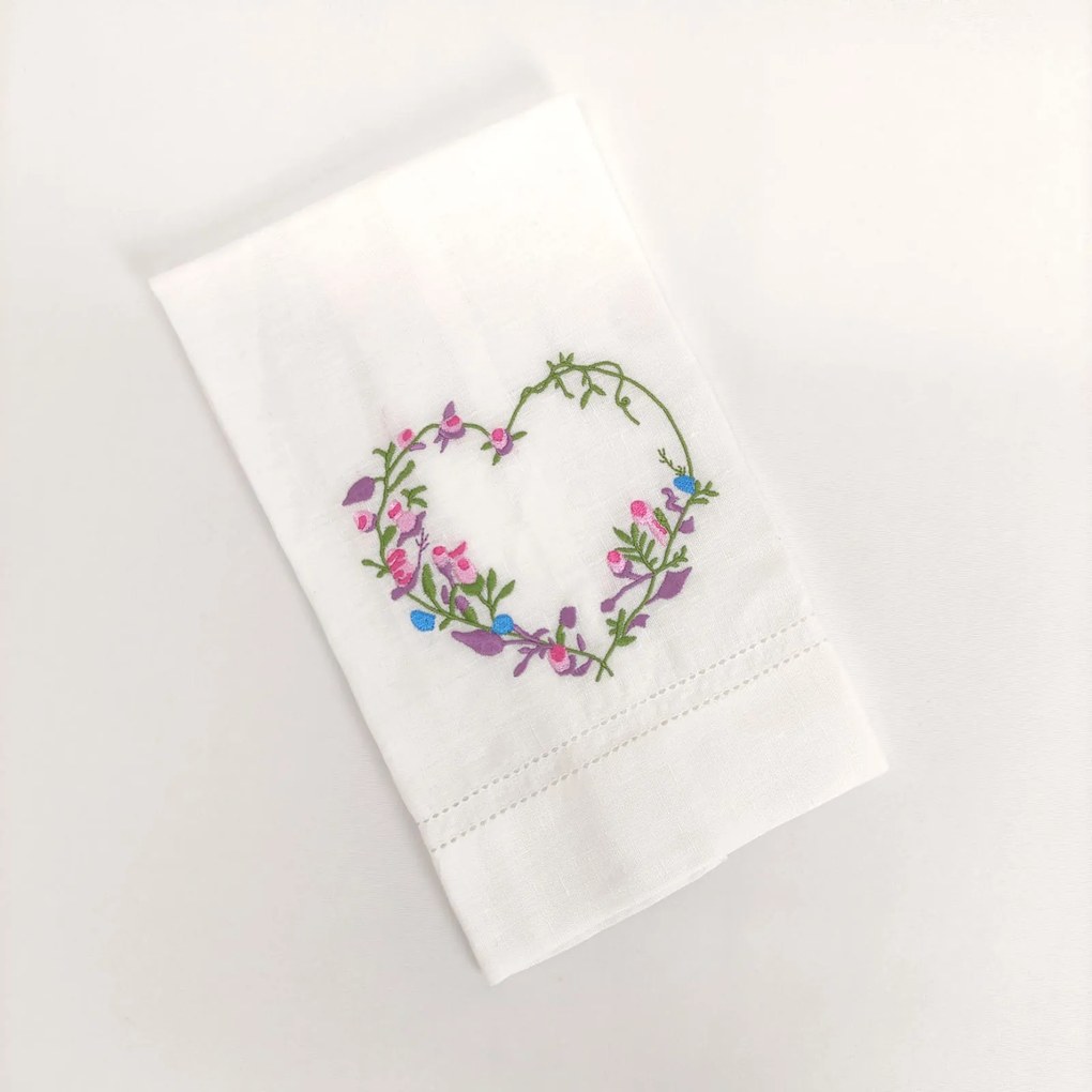 Toalha de Banho Linho JOL Coração com Ponto Aberto Personalizável