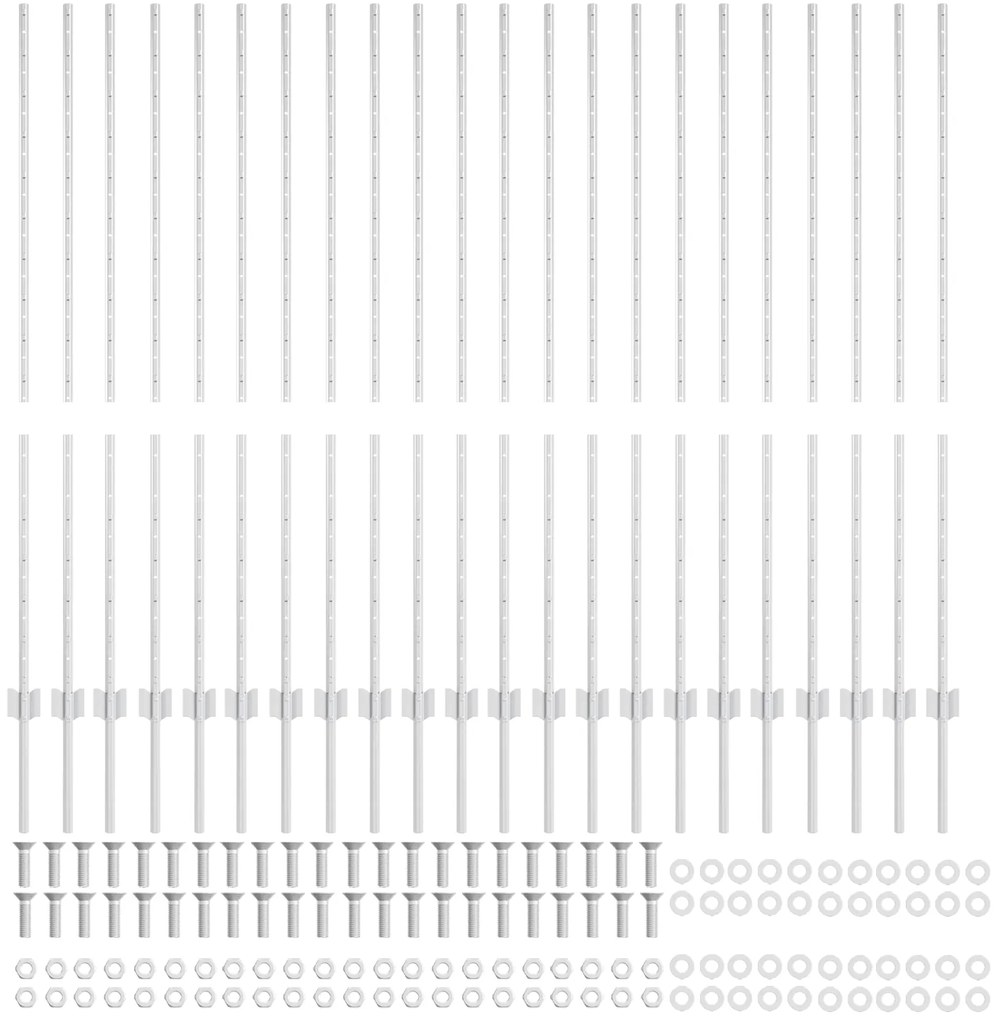 Postes de Cerca 44 pcs U-Channel Prateado 180 cm Aço