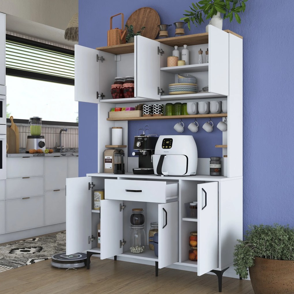 Armário Alto de Cozinha "Stella" - 120 x 184,2 x 40 cm - Nogueira e Br