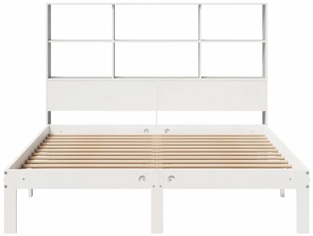 Cama com estante sem colchão 120x200 cm pinho maciço branco