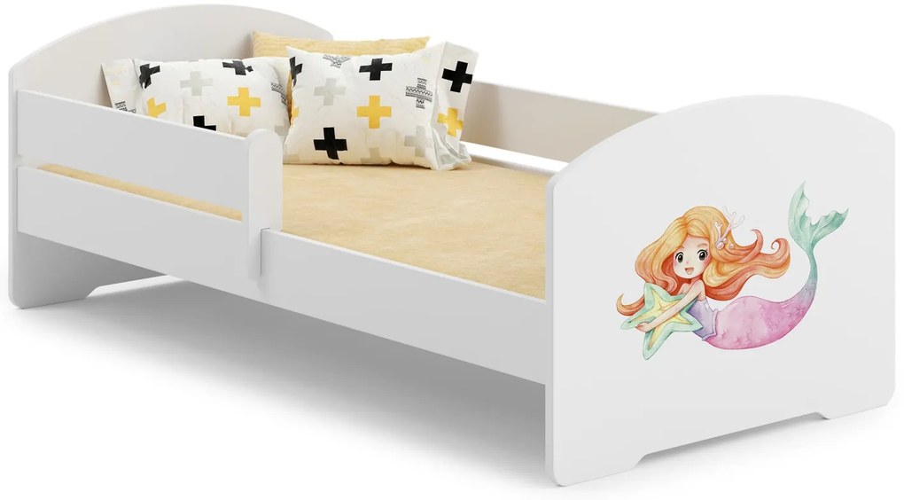 Cama infantil Luk sereia 140x70 branca - colchão e estrado incluído