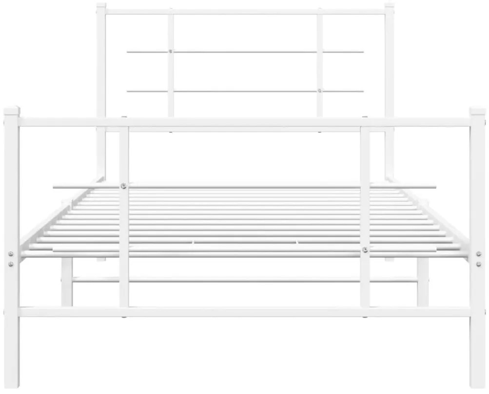 Estrutura de cama com cabeceira e pés 100x190 cm metal branco
