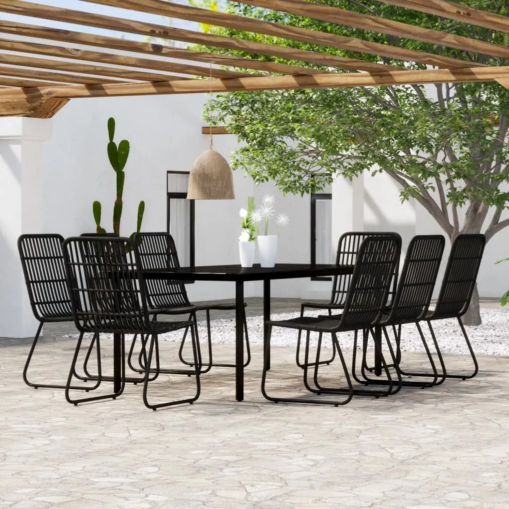 vidaXL 9 pcs conjunto de jantar para jardim preto