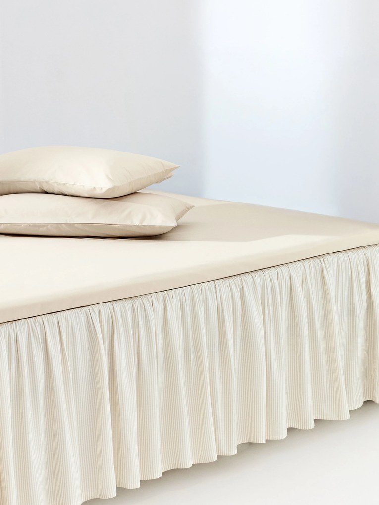 Saia de cama às riscas em algodão com folhos Twyla