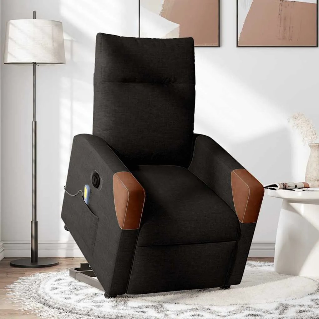 Poltrona elétrica elevatória massagens tecido preto
