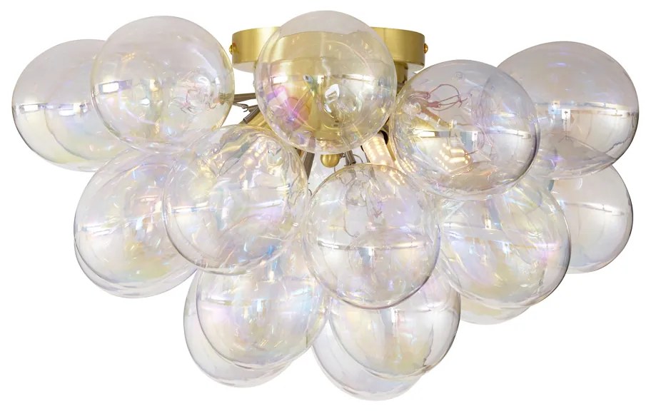 Candeeiro de Teto Design Latão com Vidro Arco-Íris 6 Luzes - Uvas Design