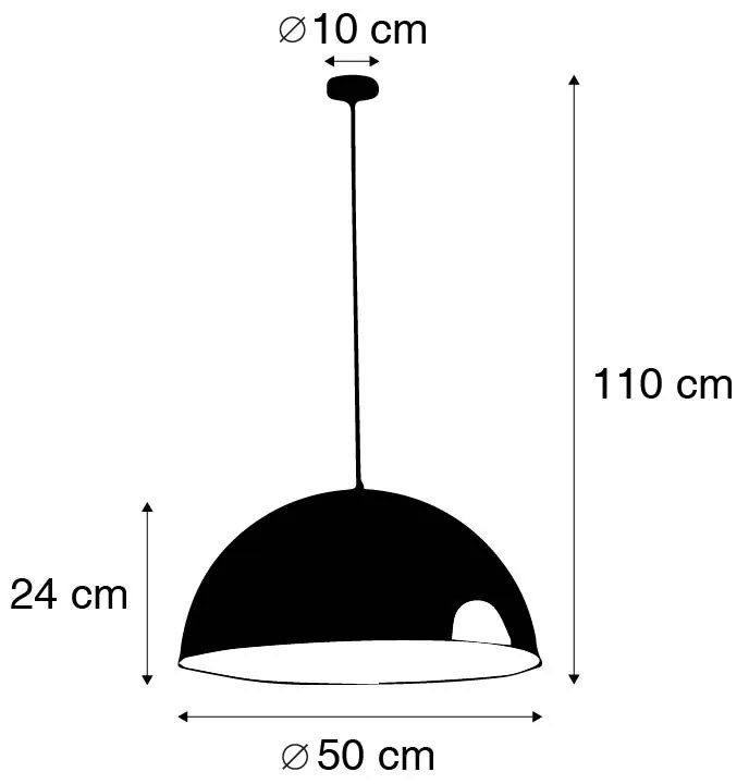 Candeeiro de suspensão industrial branco com ouro 50 cm - Magna Eco Industrial,Moderno