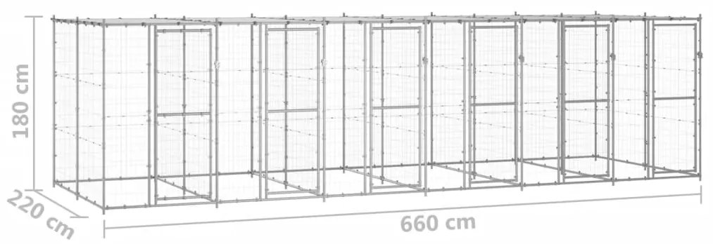 Canil de exterior com telhado 14,52 m² aço galvanizado