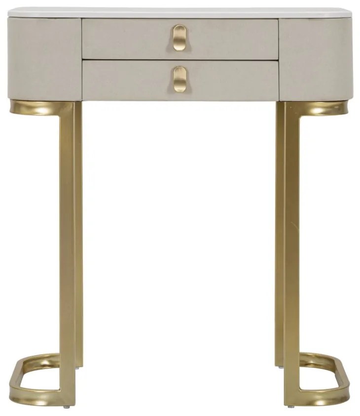 MESA CONSOLA COM 2 GAVETAS BEAUTY 70X40X80 CM CREME E DOURADO