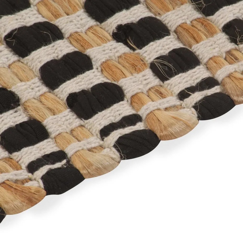 Conjunto de tapetes de WC artesanais juta natural e preto