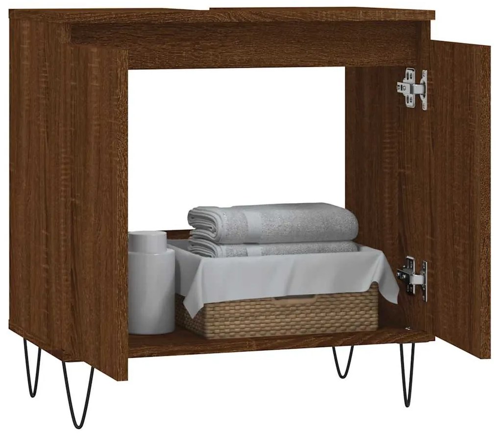 Armário casa banho 58x33x60 cm deriv. madeira carvalho castanho