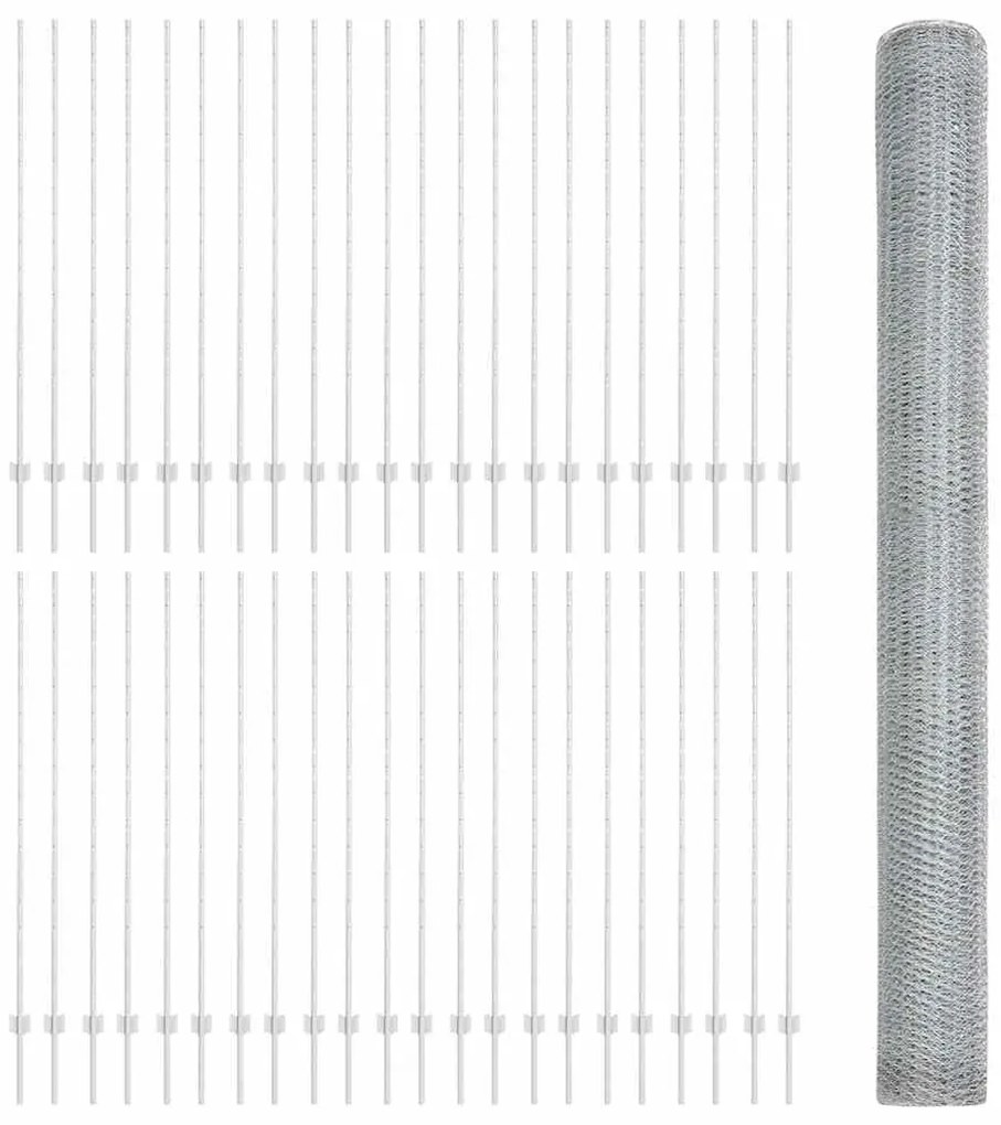 Postes de Cerca 22 pcs U-Channel 160 cm Aço Galvanizado