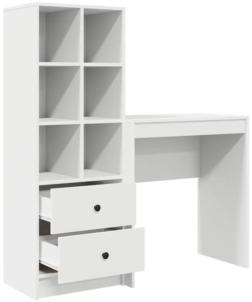 Mesa com Armazenamento Branca de Madeira Derivada