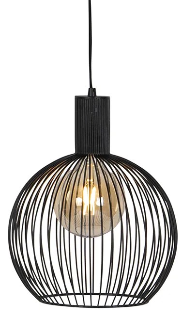 Candeeiro Pendente Design Redondo Preto 30cm - Dos Moderno,Design