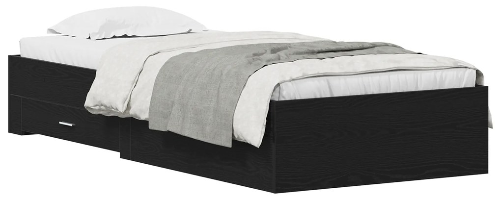 Cama Preto Carvalho 100x200 cm Madeira de engenharia
