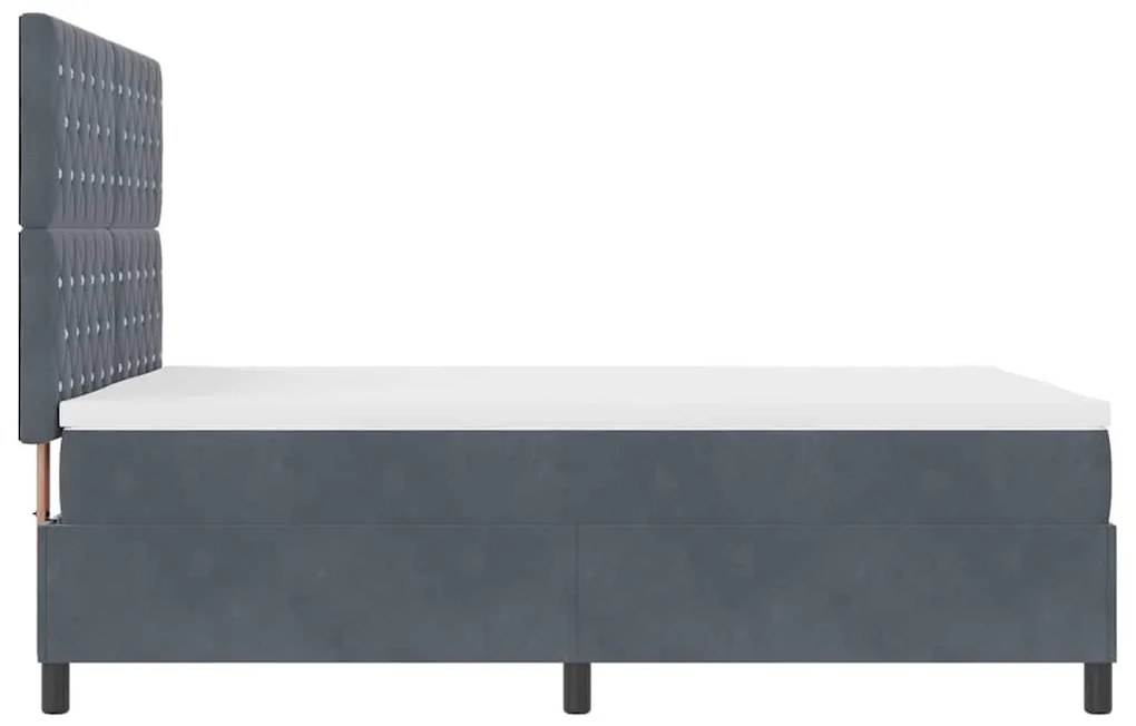 Cama Box Spring vidaXL com Colchão e LED Cinza Escuro 140x200 cm Velud