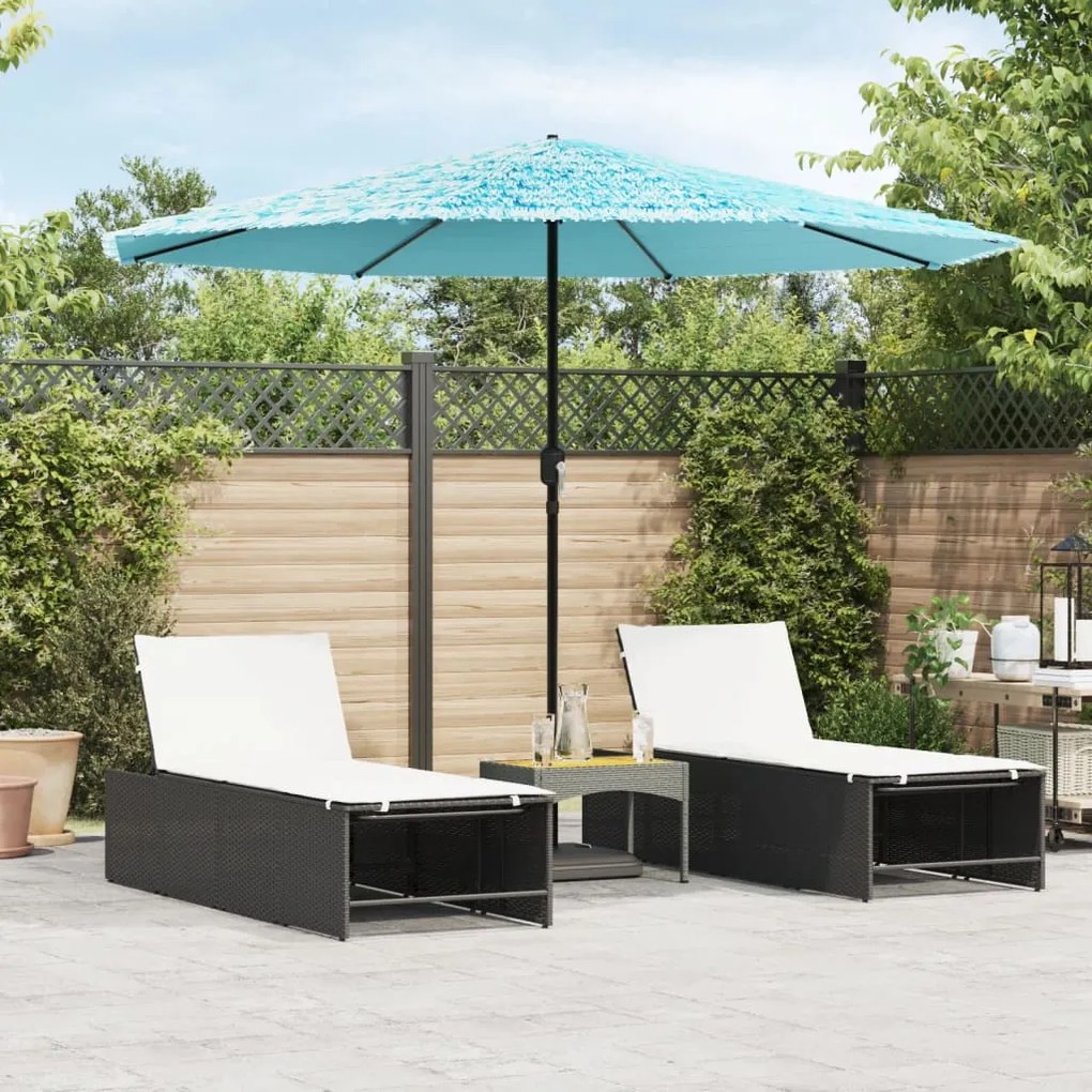 vidaXL Guarda-sol de jardim com poste de aço 324x324x247 cm azul