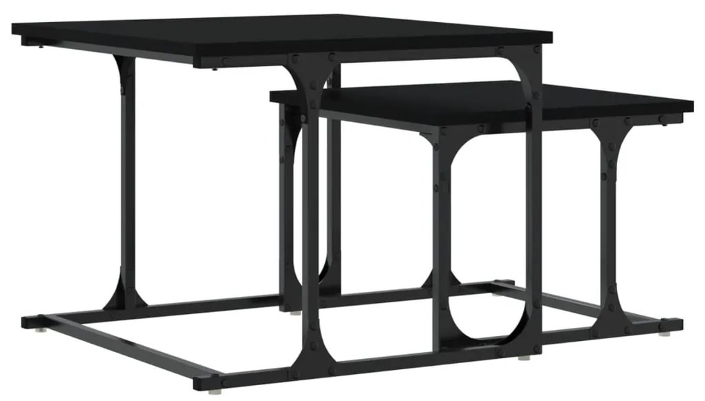 Mesa de centro de encastrar 2 pcs derivados de madeira preto