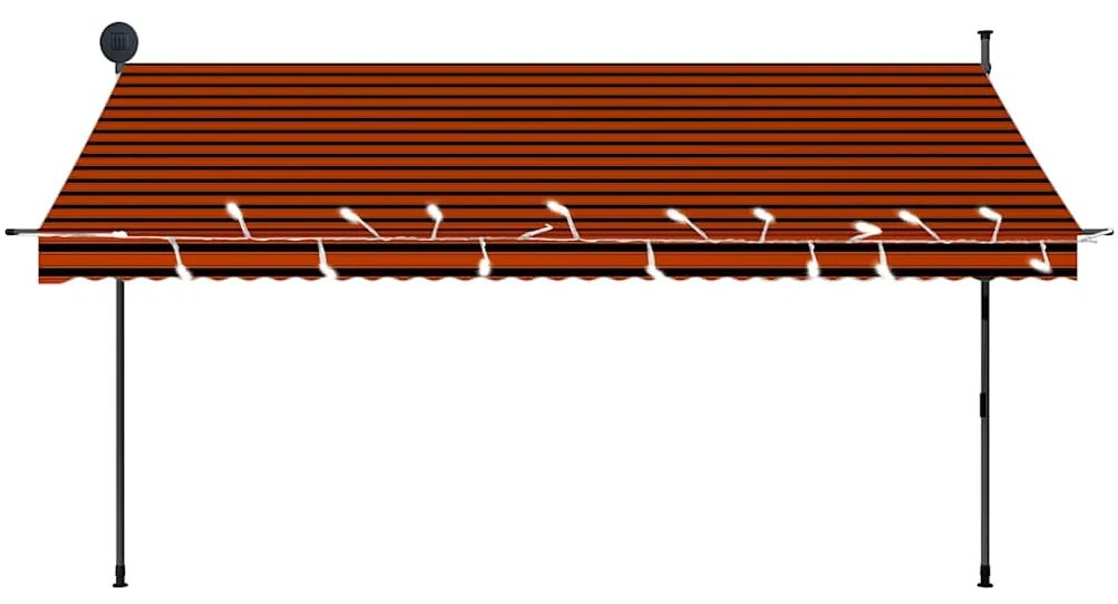 Toldo retrátil manual com LED 350 cm laranja e castanho